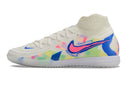 Chuteira Futsal Nike Phantom Luna Elite IC Branca, Azul e Rosa "Rainbow Pack" - Futx Brasil