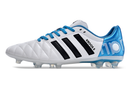 Chuteira Campo Adidas AdiPure 11 Pro FG Branca e Azul "Toni Kroos" - Futx Brasil
