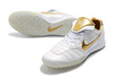 Chuteira Society Nike Retrô Tiempo Legend 7 Elite TF Branca e Dourado R10 - Futx Brasil