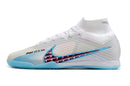 Chuteira Futsal Nike Air Zoom Mercurial Superfly 9 Elite IC Branca e Azul "Blast Pack" - Futx Brasil