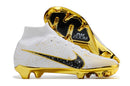 Chuteira Campo Nike Air Zoom Mercurial Superfly 9 Elite FG Branca, Preta e Dourada - Futx Brasil
