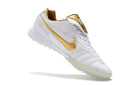 Chuteira Society Nike Retrô Tiempo Legend 7 Elite TF Branca e Dourado R10 - Futx Brasil
