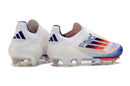 Chuteira Campo Adidas F50+ FG Branca, Azul e Vermelho "Advancement Pack" - Futx Brasil