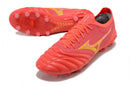 Chuteira Campo Mizuno Morelia Neo 4 Beta FG Vermelha e Dourada "Release Pack" - Futx Brasil