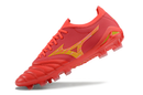 Chuteira Campo Mizuno Morelia Neo 4 Beta FG Vermelha e Dourada "Release Pack" - Futx Brasil