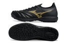 Chuteira Society Mizuno Morelia Neo Sala TF Preta e Dourada "Aurum Pack" My Store