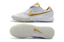 Chuteira Society Nike Retrô Tiempo Legend 7 Elite TF Branca e Dourado R10 - Futx Brasil