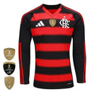 Camisa Flamengo Home 25/26 Manga Longa - Preto e Vermelho - Futx Brasil
