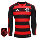 Camisa Flamengo Home 25/26 Manga Longa - Preto e Vermelho - Futx Brasil