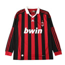 Camisa Milan Home 09/10 Retrô Manga Longa - Vermelha e Preta - Futx Brasil