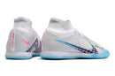 Chuteira Futsal Nike Air Zoom Mercurial Superfly 9 Elite IC Branca e Azul "Blast Pack" - Futx Brasil