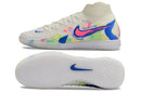 Chuteira Futsal Nike Phantom Luna Elite IC Branca, Azul e Rosa "Rainbow Pack" - Futx Brasil