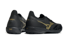 Chuteira Society Mizuno Morelia Neo Sala TF Preta e Dourada "Aurum Pack" My Store