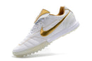 Chuteira Society Nike Retrô Tiempo Legend 7 Elite TF Branca e Dourado R10 - Futx Brasil