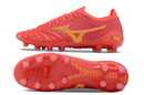 Chuteira Campo Mizuno Morelia Neo 4 Beta FG Vermelha e Dourada "Release Pack" - Futx Brasil