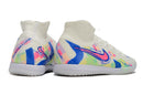Chuteira Futsal Nike Phantom Luna Elite IC Branca, Azul e Rosa "Rainbow Pack" - Futx Brasil