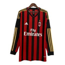 Camisa Milan Home 13/14 Retrô Manga Longa - Vermelha e Preta - Futx Brasil